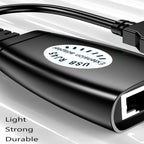 USB 2.0 Extender Over RJ45 Cat5 Cat5e Cat6 Cable Extension Adapter Set Up to 50m 164ft for PC Laptop Printer Mouse Keyboard Webcam