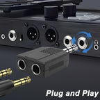 6.35mm to Dual 6.35mm Splitter 1/4 Inch TRS Male to Dual Female Stereo Audio Adapter 6.5mm Headphone Y Jack for Mixer Amplifier Speaker Guitar Piano