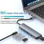 5 in 1 USB C Hub 4K HDMI Multiport Adapter 100W PD USB C 2.0 Data Port USB 3.0 2.0 Type C Dock for MacBook Pro Air M3 M2 M1 iPad Pro iPhone 15 Dell HP