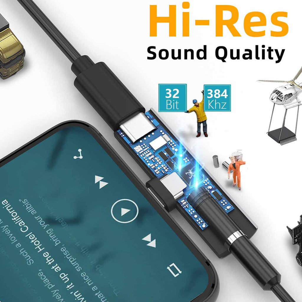 USB C to 3.5mm Headphone Adapter 2 in 1 HiFi DAC 27W PD Fast Charging for iPhone 17 16 15 Samsung Galaxy S25 S24 Google Pixel Listen and Charge