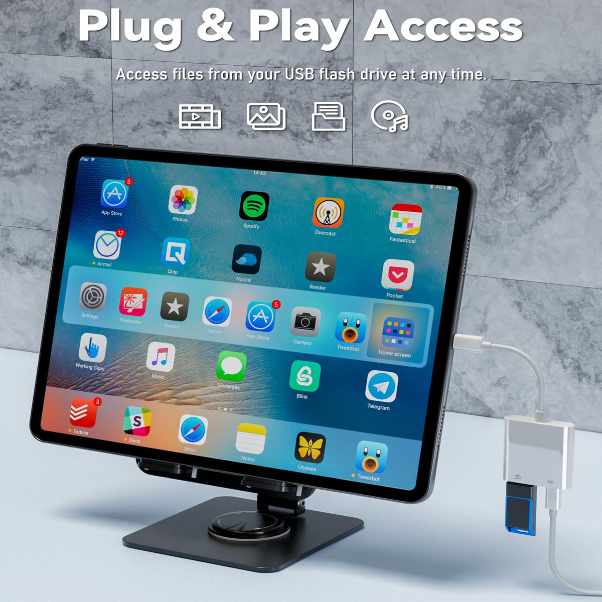 USB C to USB OTG Adapter with 30W PD Fast Charging Port Type C to USB 3.0 Camera Cable for iPhone 16 15 iPad Pro MacBook Galaxy Pixel