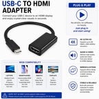 USB C to HDMI Adapter 4K 30Hz Type C to HDMI Cable Converter Thunderbolt 3 Compatible for MacBook Pro Air Dell XPS Chromebook Samsung Galaxy TV Monitor