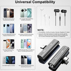 USB C to 3.5mm Headphone Adapter 2 in 1 HiFi DAC 27W PD Fast Charging for iPhone 17 16 15 Samsung Galaxy S25 S24 Google Pixel Listen and Charge