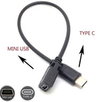 USB C to Mini USB Cable 25cm Type C Male to 5 Pin Mini B Female Adapter Cord for MacBook Pro Laptop PC Camera GPS MP3 Dash Cam