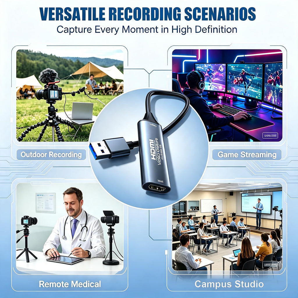 4K 30Hz HDMI to USB 3.0 Video Capture Card 1080P 60FPS Audio Cam Link Adapter Dongle for PS5 PS4 Switch Xbox DSLR Camera OBS Live Streaming Gaming PC