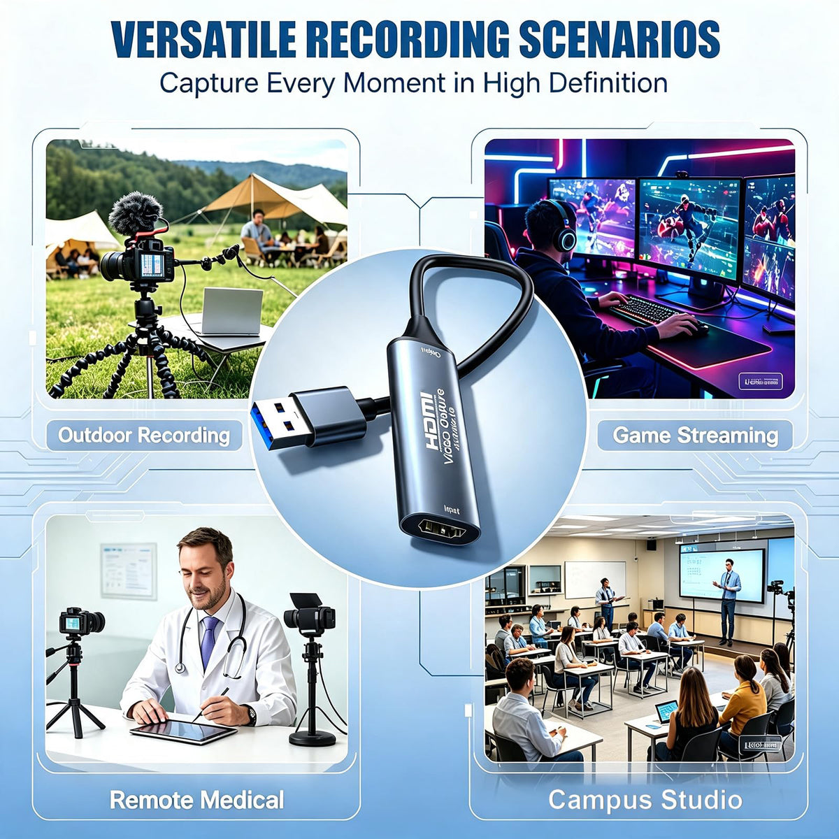 4K 30Hz HDMI to USB 3.0 Video Capture Card 1080P 60FPS Audio Cam Link Adapter Dongle for PS5 PS4 Switch Xbox DSLR Camera OBS Live Streaming Gaming PC