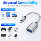 Micro USB 2.0 Male to USB A Female OTG Adapter Cable 21cm Nylon Braided for Flash Drive Mouse Keyboard