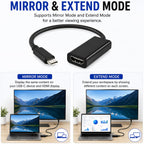 USB C to HDMI Adapter 4K 30Hz Type C to HDMI Cable Converter Thunderbolt 3 Compatible for MacBook Pro Air Dell XPS Chromebook Samsung Galaxy TV Monitor
