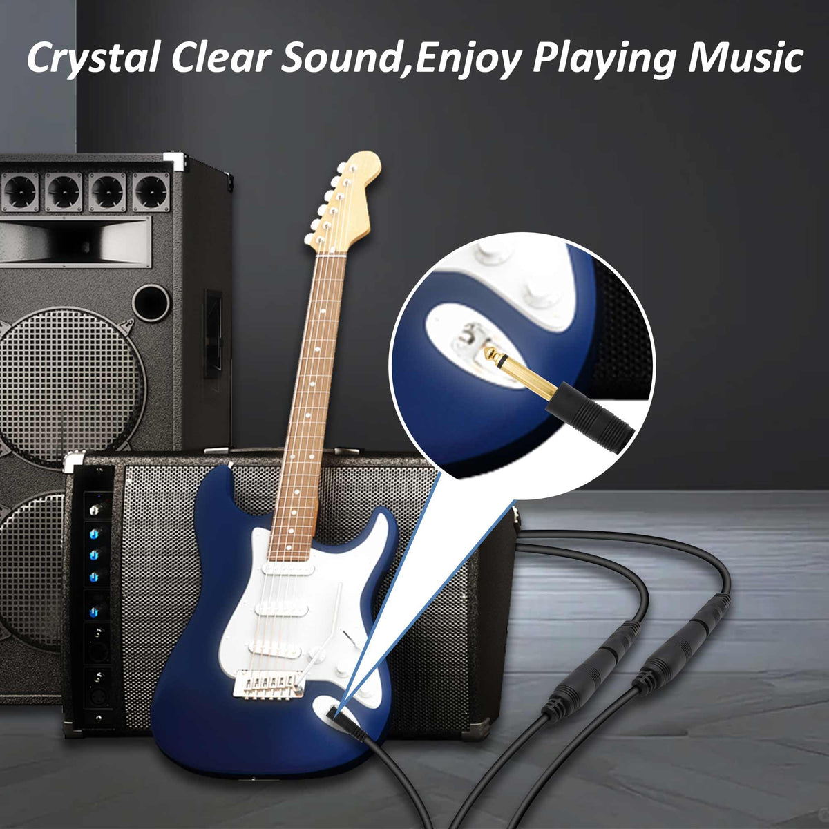 6.35mm 1/4 Inch TS Mono Y Splitter Cable 30cm 1/4 Male to Dual Female Audio Jack Adapter Cord for Electric Guitar Bass Amplifier Microphone Mixer
