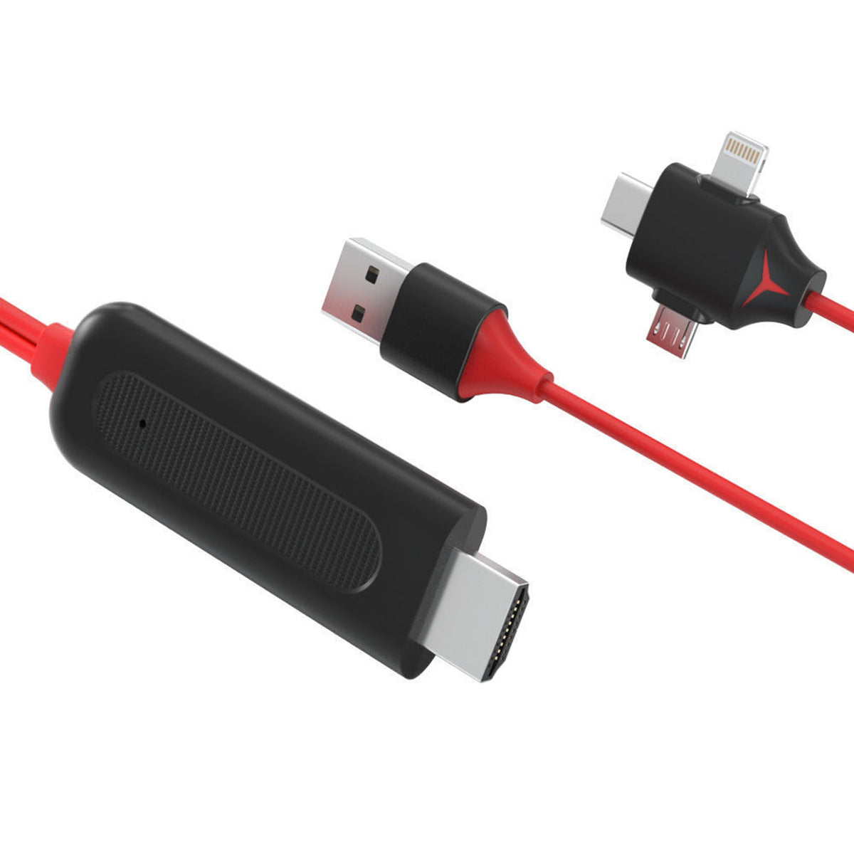 3 in 1 Phone to HDMI Cable 1080P Type C Lightning Micro USB to HDMI Screen Mirroring Cord with USB Power for iPhone 11 X 8 Samsung S9 S8 TV Projector