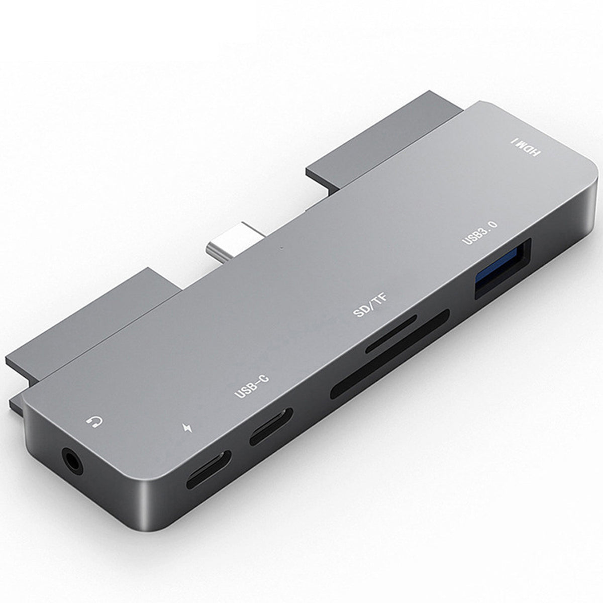 USB C Hub 7 in 1 Adapter with 4K HDMI USB 3.0 SD microSD Card Reader 3.5mm Audio USB C Data PD Charging for iPad Pro Air mini