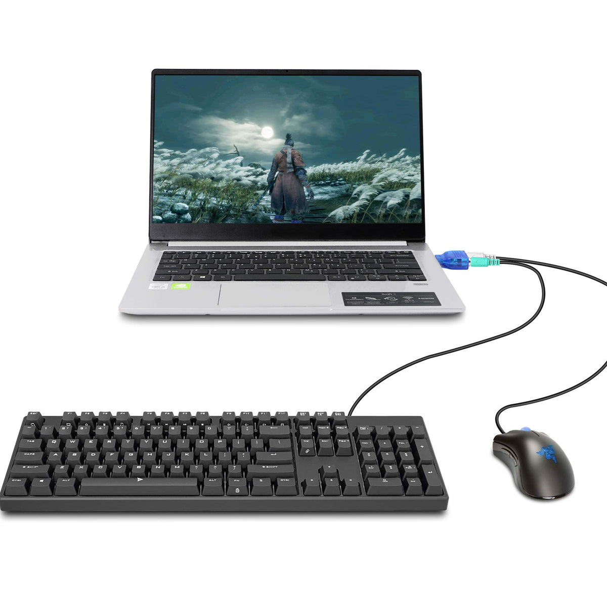 USB to Dual PS2 Adapter USB A Male to 2 PS/2 Female Active Converter Direct Plug Splitter for Keyboard Mouse Laptop PC