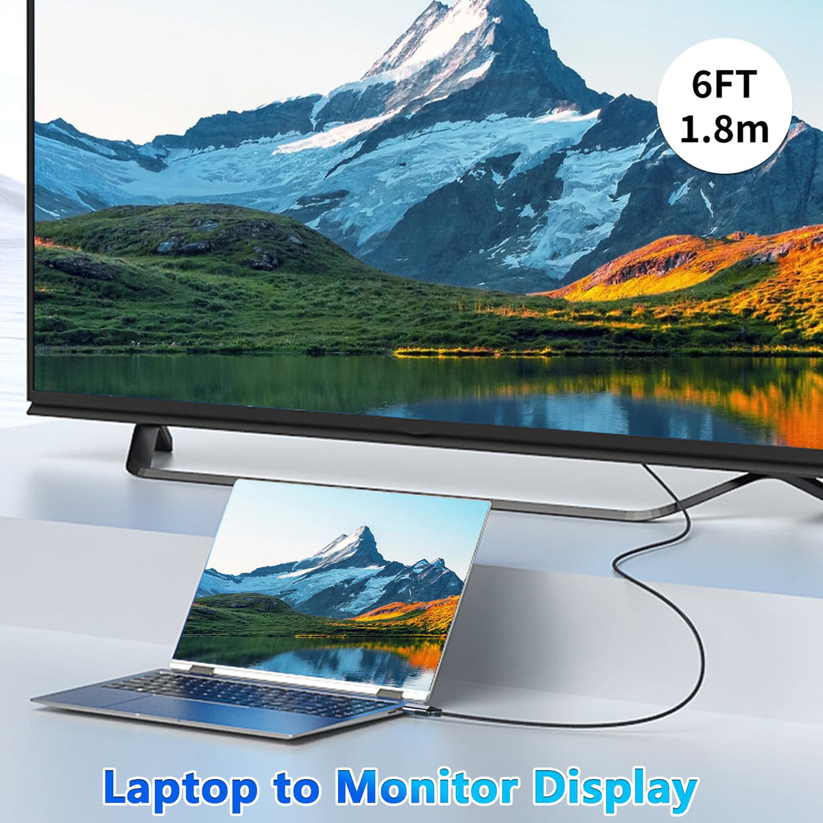 6FT USB C to DisplayPort Cable 4K 60Hz Type C to DP Monitor Cord Thunderbolt 3 4 for MacBook Pro Air iPad Pro iMac Dell XPS Surface Book Galaxy S23