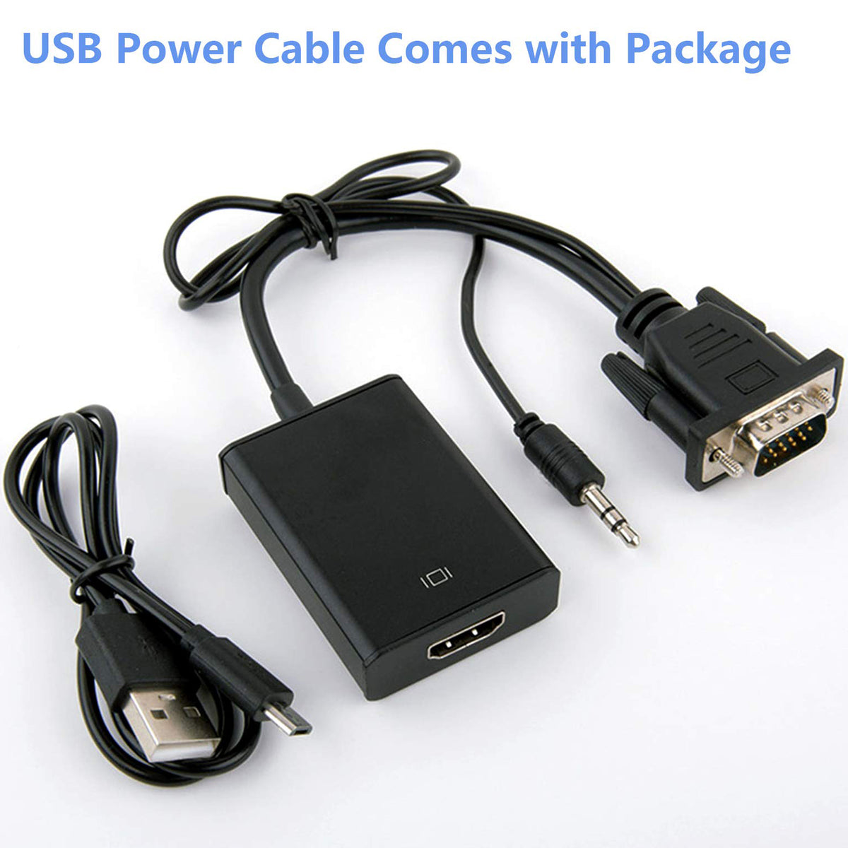 1080P VGA to HDMI Adapter Converter with 3.5mm Audio and USB Power Cable VGA Male to HDMI Female for PC Laptop Desktop to HDTV Monitor Projector