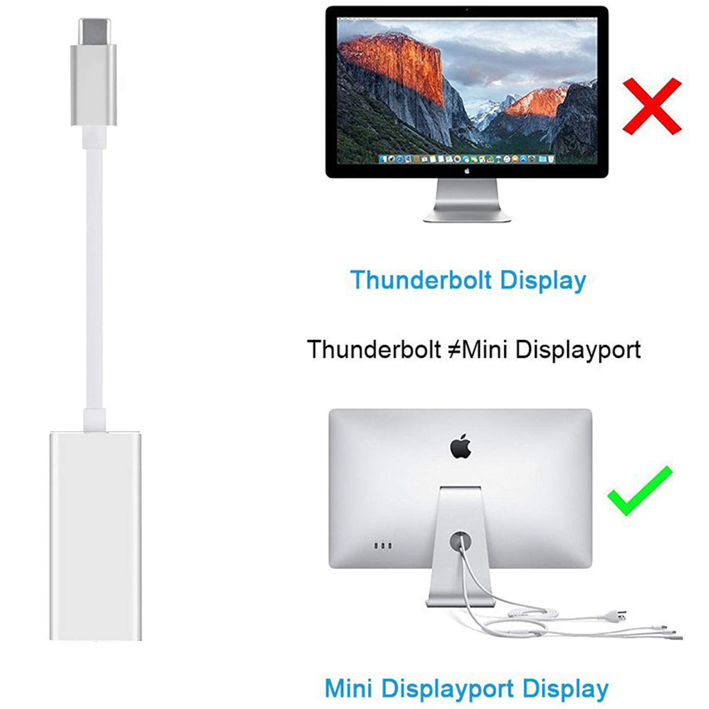 USB C to Mini DisplayPort Female Adapter 4K 60Hz Type C Thunderbolt 3 to Mini DP Converter for MacBook Pro Air iMac iPad Pro Dell XPS
