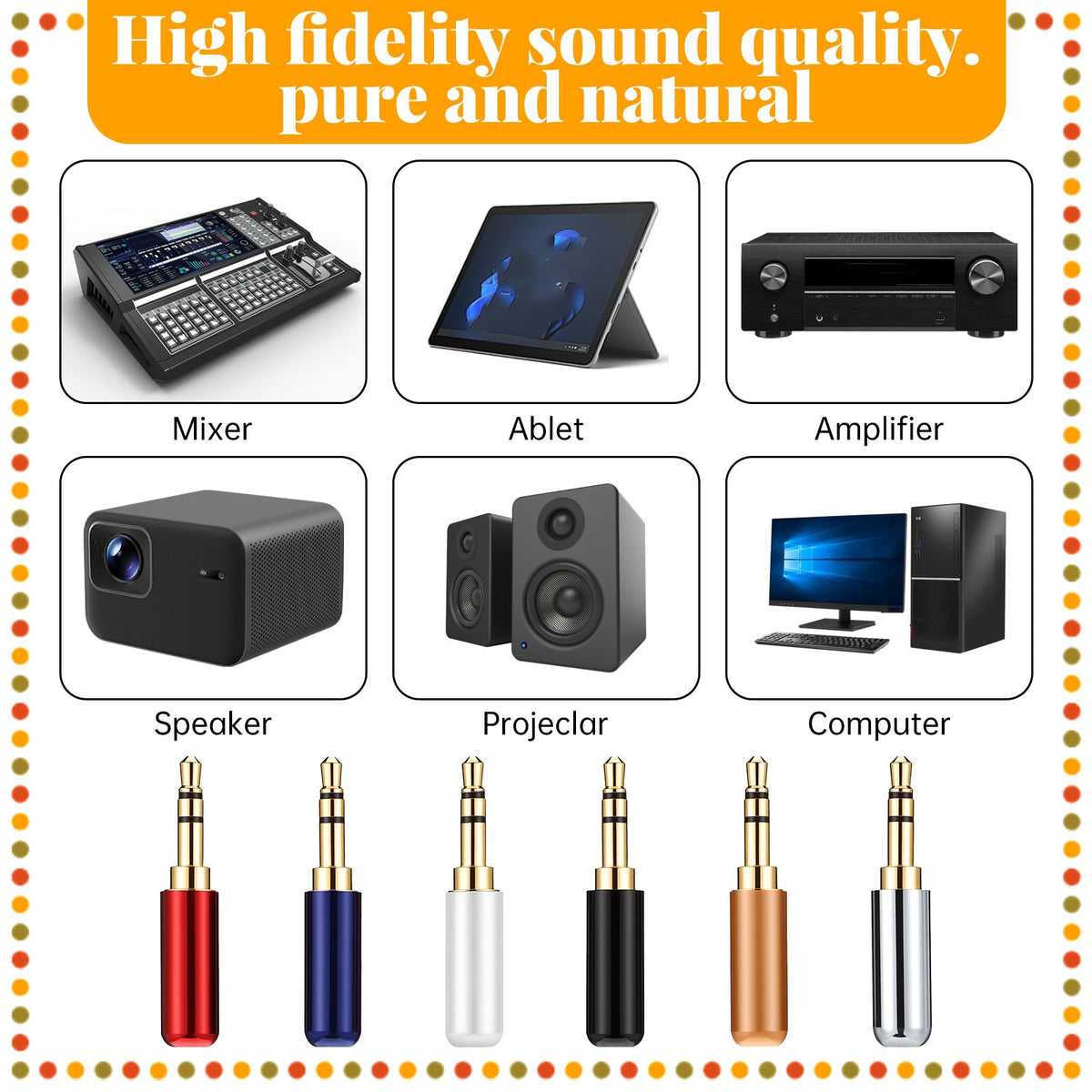 3.5mm Male Solder Audio Plug 1/8 Inch TRS 3 Pole Gold Plated Headphone Jack Repair Connector Metal Shell for DIY Stereo Aux Cable Earphone Headset