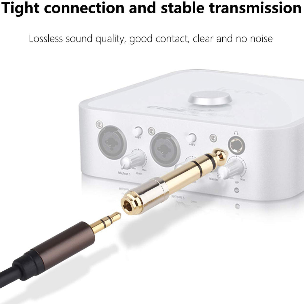 1/4 Male to 1/8 Female Headphone Adapter 6.35mm to 3.5mm Stereo Audio Jack Converter Gold Plated Brass for Amp Digital Piano Mixer Guitar Receiver