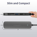 6-in-1 USB C Hub Multiport Adapter with 4K HDMI 100W PD USB 3.0 SD TF Card Reader Dongle for MacBook Pro Air iPad Pro Dell XPS HP Surface ThinkPad PC