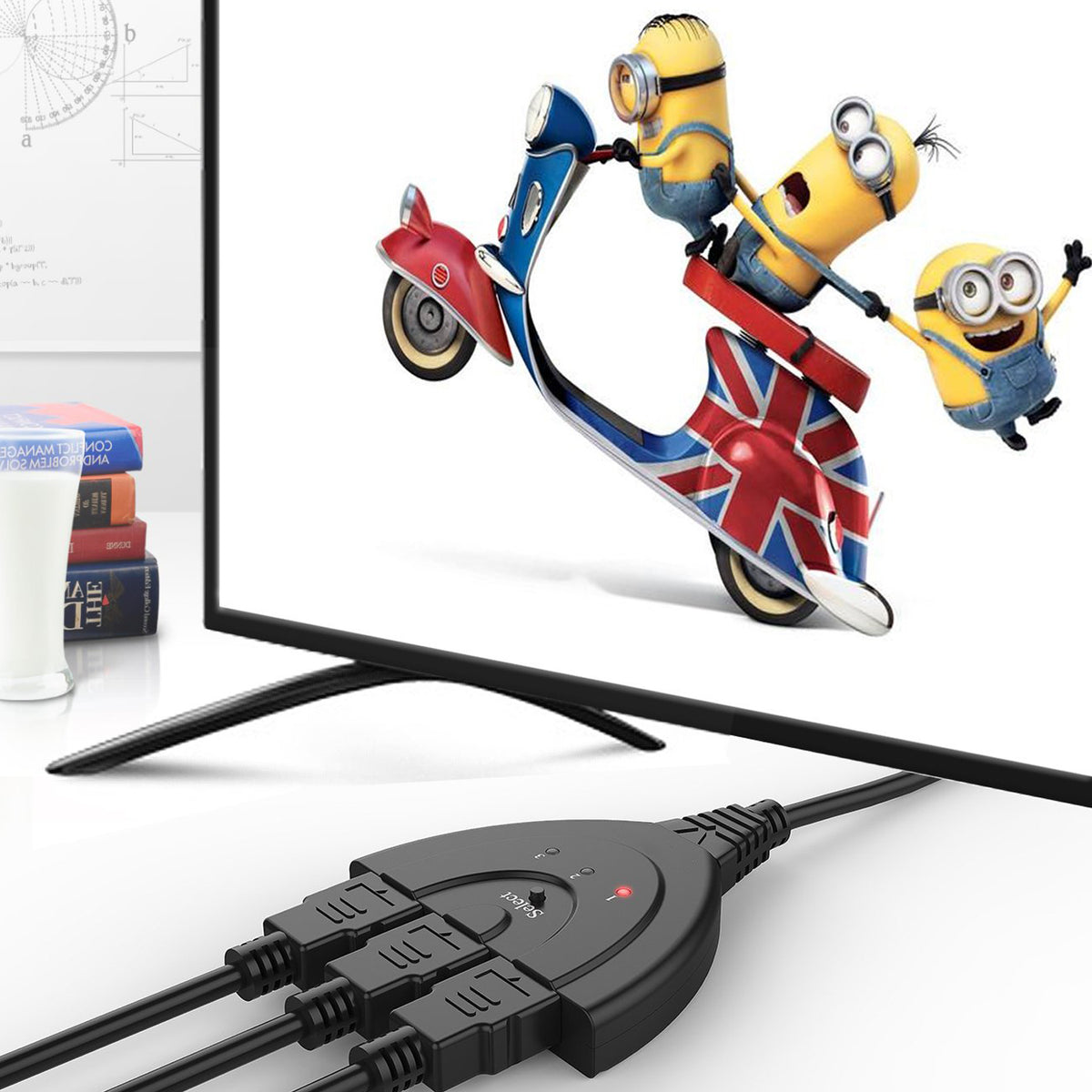 3 Port HDMI Switch 3 in 1 Out Manual HDMI Selector with Pigtail Cable 1080P 3D for PS4 PS3 Xbox One Roku 4 TV Box