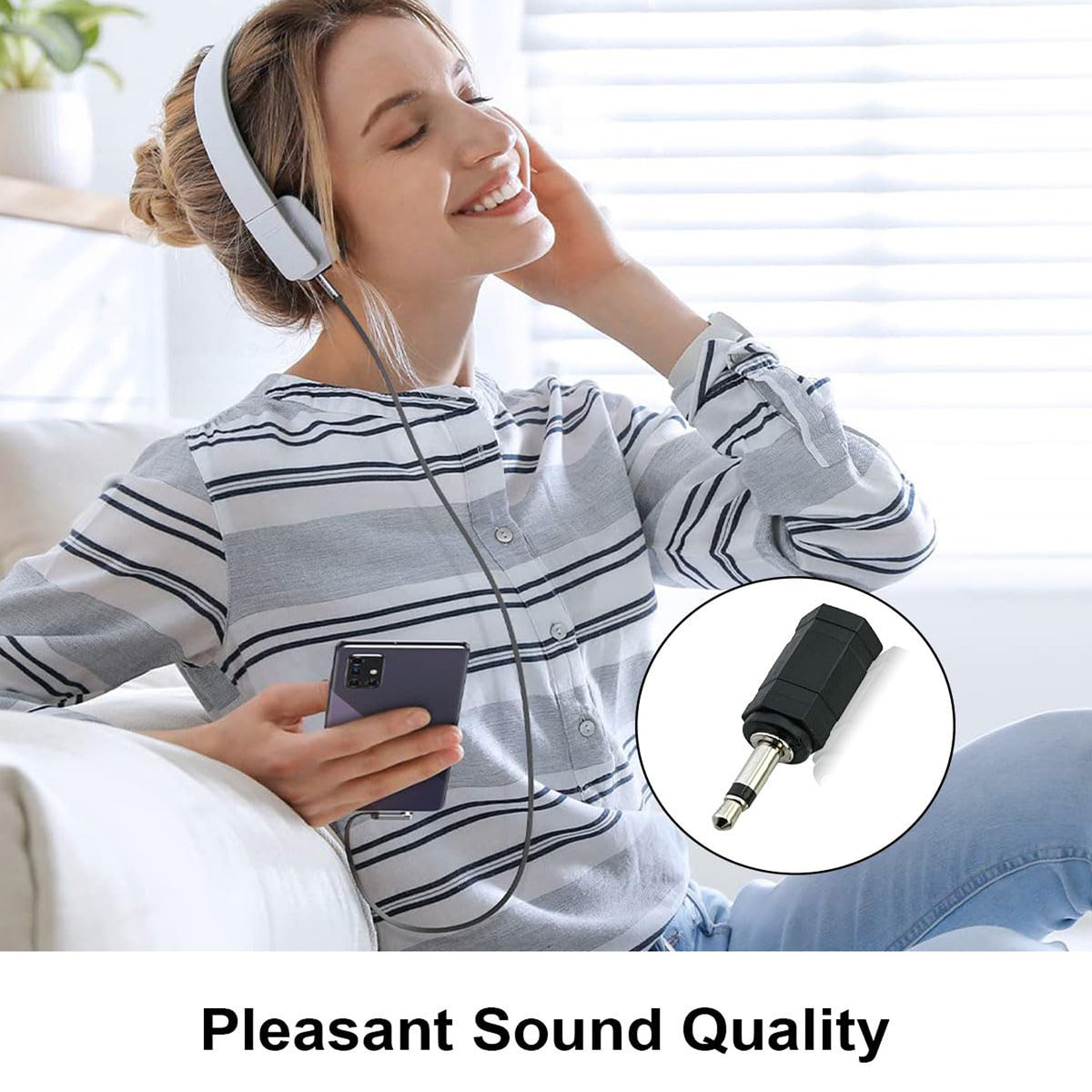 3.5mm Mono Male to Stereo Female Adapter 2 Pole TS to 3 Pole TRS 1 8 Inch Audio Converter for Headphones Scanner Ham Radio Radio Speaker
