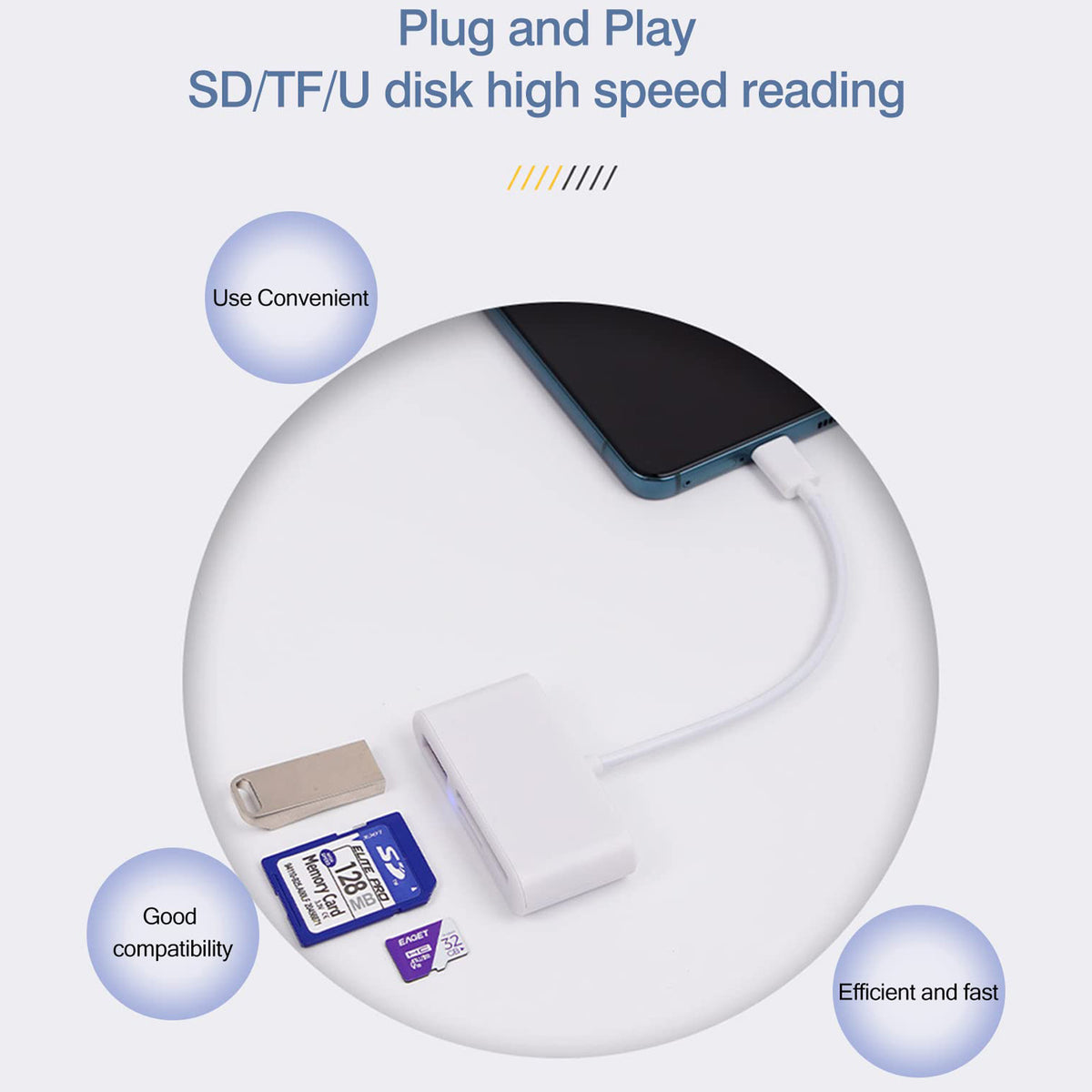 3 in 1 USB C SD Card Reader Micro SD TF Card and USB 2.0 OTG Adapter Cable for Android Phone Tablet iPad Pro MacBook Laptop PC Camera Flash Drive