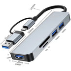 5 in 1 USB C Hub with SD Card Reader Dual USB A and Type C Adapter 5Gbps USB 3.0 Micro SD TF Aluminum Splitter for MacBook Pro Air iPad PC Laptop