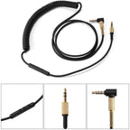 Replacement Audio Cable for Marshall Major 2 3 4 Monitor MID Headphones 3.5mm Coiled AUX Cord with Mic and Volume Control 90 Degree Right Angle Plugs