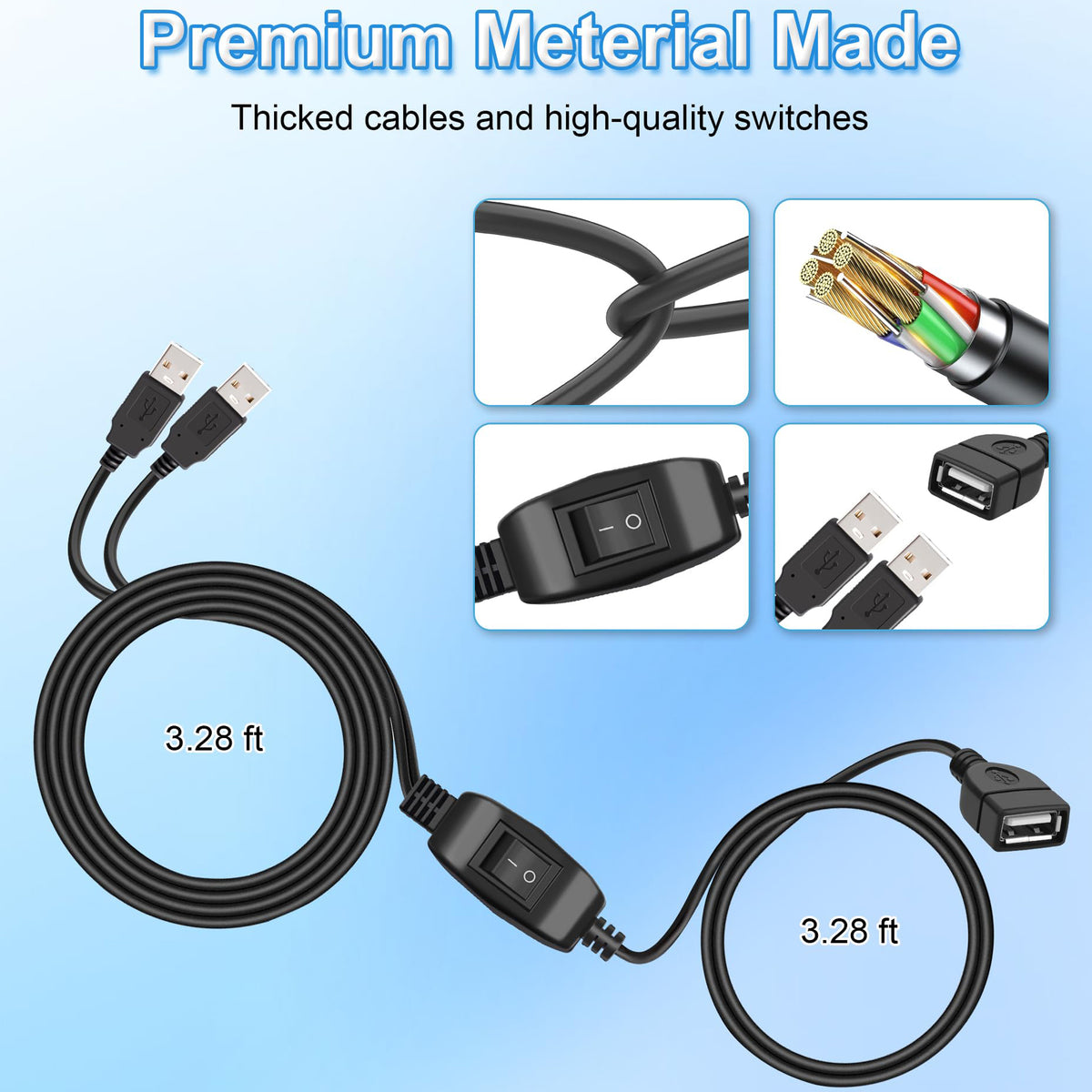 USB 2.0 Printer Sharing Switch Cable 2m 2 Computers Share 1 USB Device Female to Dual Male Manual Selector Cord for Printer Scanner Hard Drive PC