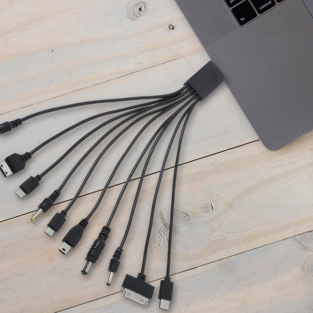 10 in 1 USB Multi Charging Cable Universal Charger Cord with 2 Micro USB USB C Mini USB DC Ports for Cell Phone Bluetooth Speaker MP3 MP4 Tablet