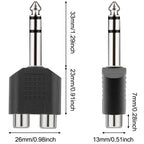 6.35mm to RCA Adapter 1/4 Inch TRS Male to Dual RCA Female Splitter 6.5mm Stereo Phono Audio Converter for Mixer Amplifier Speaker Guitar AV Receiver