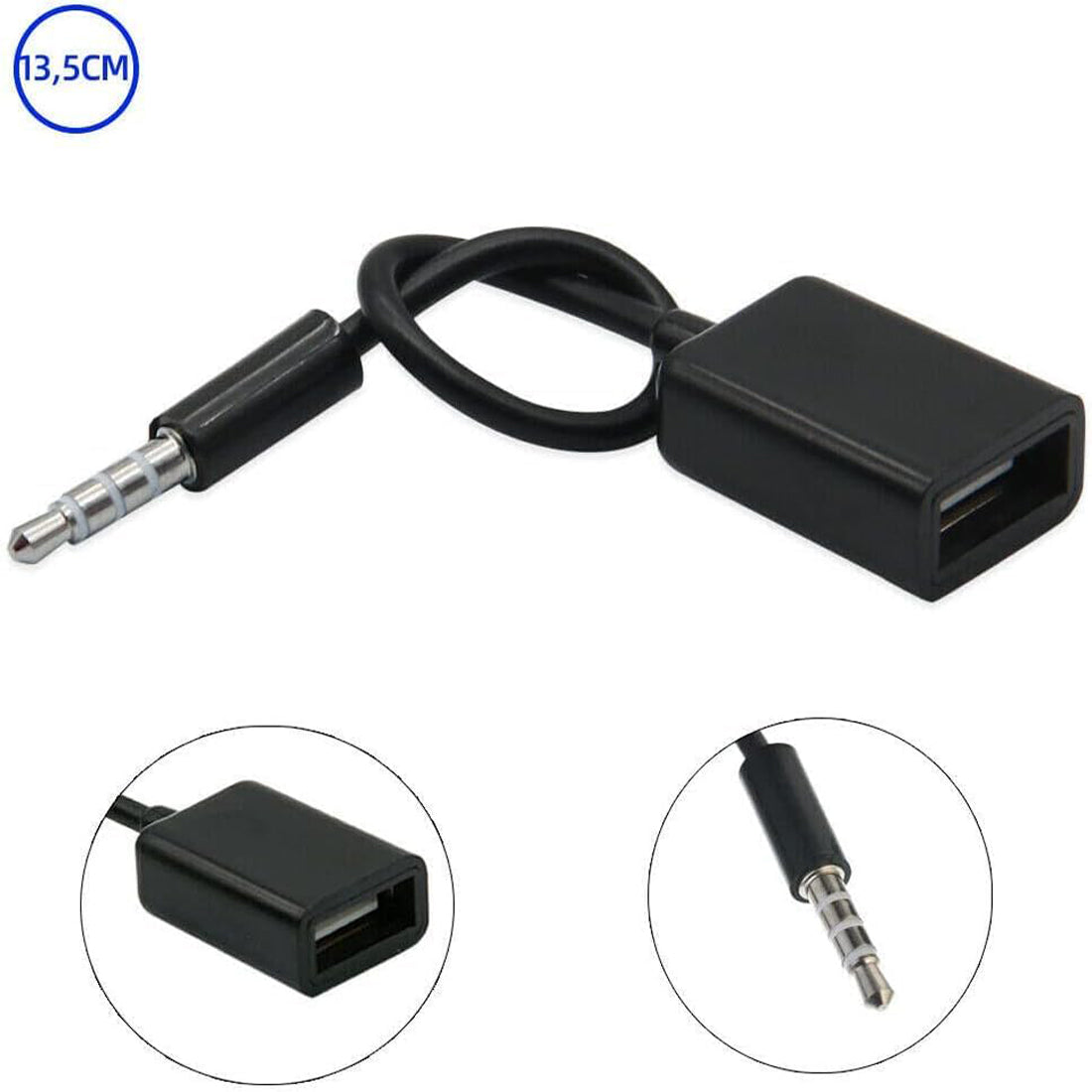 3.5mm Male AUX Audio Plug to USB 2.0 Female Adapter Cable 15cm for Car Radio Stereo with MP3 Decoding Function Play U Disk Flash Drive