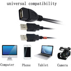 USB 2.0 A Female to Dual USB A Male Y Splitter Power Extra Charging Cord Data Sync Hub Cable for PC Computer Laptop External Hard Drive Keyboard