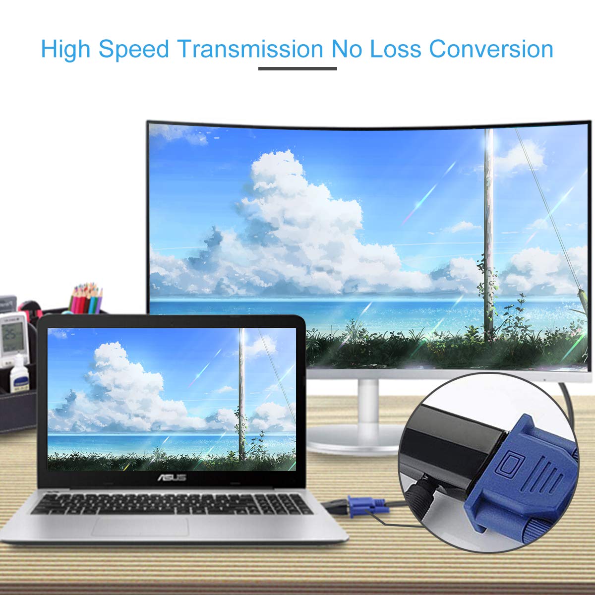 1080P HDMI to VGA Adapter Converter with 3.5mm Audio Output Cable HDMI Male to VGA Female Gold Plated for Laptop PC TV Box Xbox PS3 Monitor Projector
