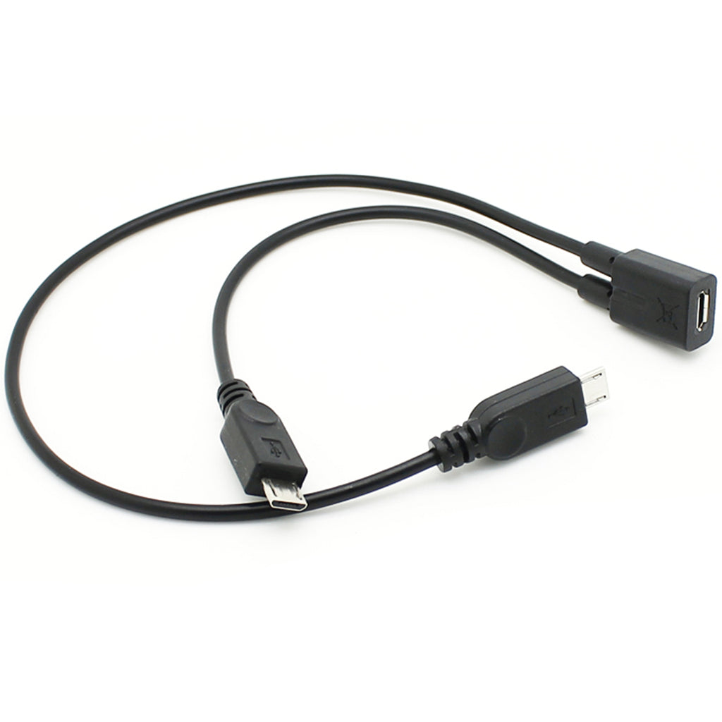 Micro USB Splitter Cable 1 Female to 2 Male Dual Y Cord Simultaneous Charging and Data Sync Extension Wire for Security Camera PS4 Controller Kindle Speaker Dash Cam