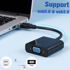 USB 3.0 2.0 to VGA Adapter 1080P External Graphics Converter for Windows 7 8 Vista Laptop Desktop Monitor Projector HDTV Multi Display