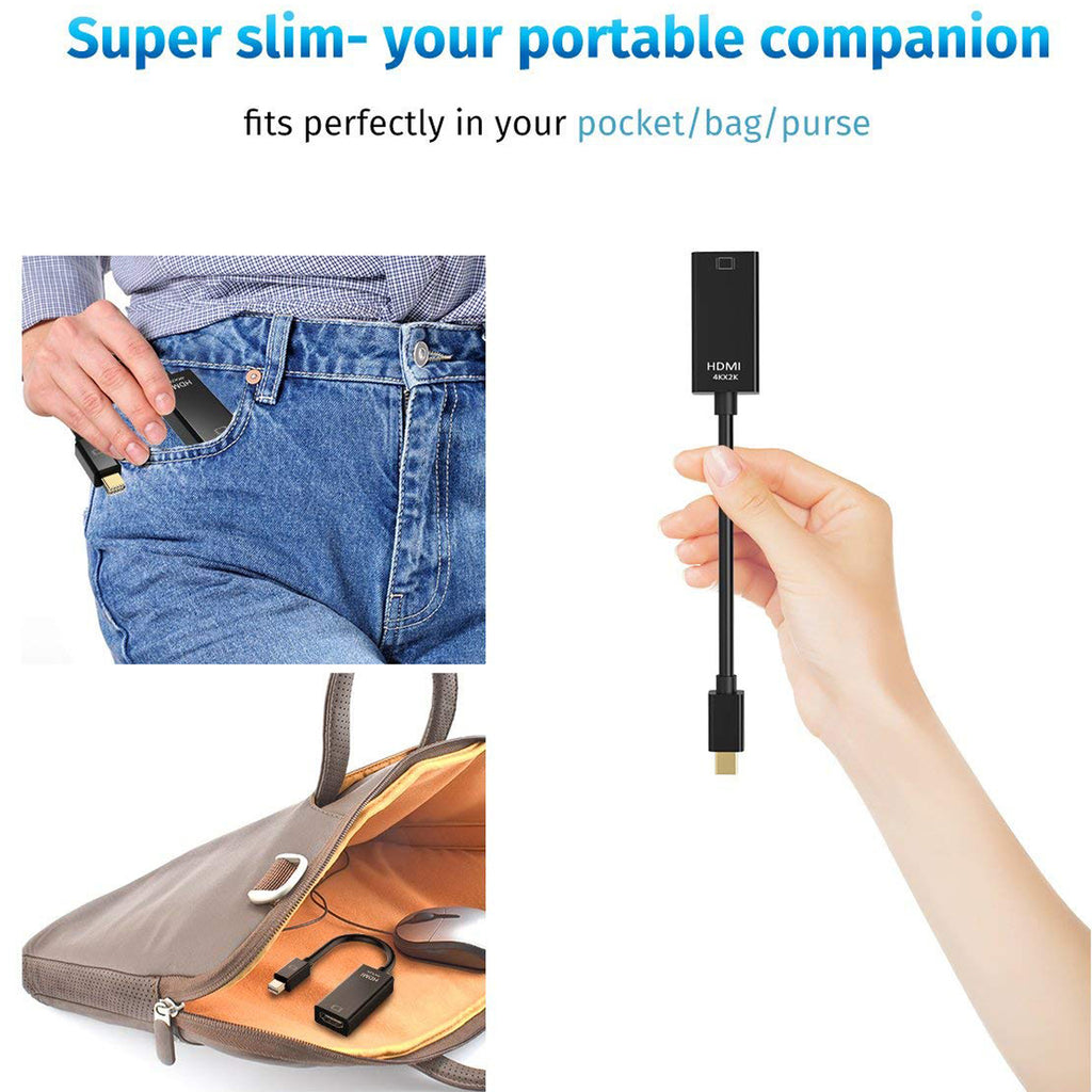 Mini DisplayPort to HDMI Adapter 6 Inch Mini DP Male to HDMI Female 4K 30Hz for MacBook Pro Air iMac Surface Pro