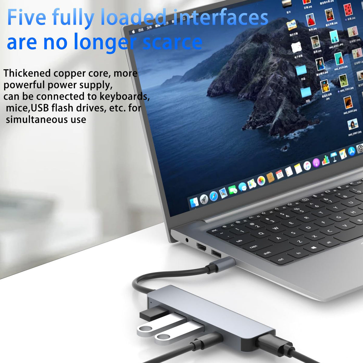 5 in 1 USB C Hub 4K HDMI Multiport Adapter 100W PD USB C 2.0 Data Port USB 3.0 2.0 Type C Dock for MacBook Pro Air M3 M2 M1 iPad Pro iPhone 15 Dell HP