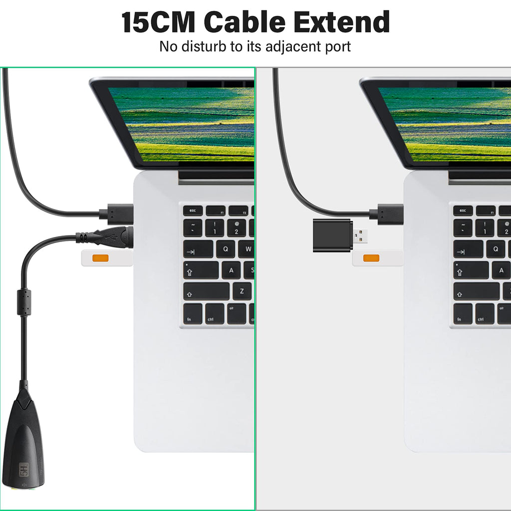 5Hv2 USB External Sound Card Virtual 7.1 Surround Sound USB to 3.5mm Audio Mic Jack Adapter Cable for PC Laptop Desktop PS4 PS5 Mac Windows