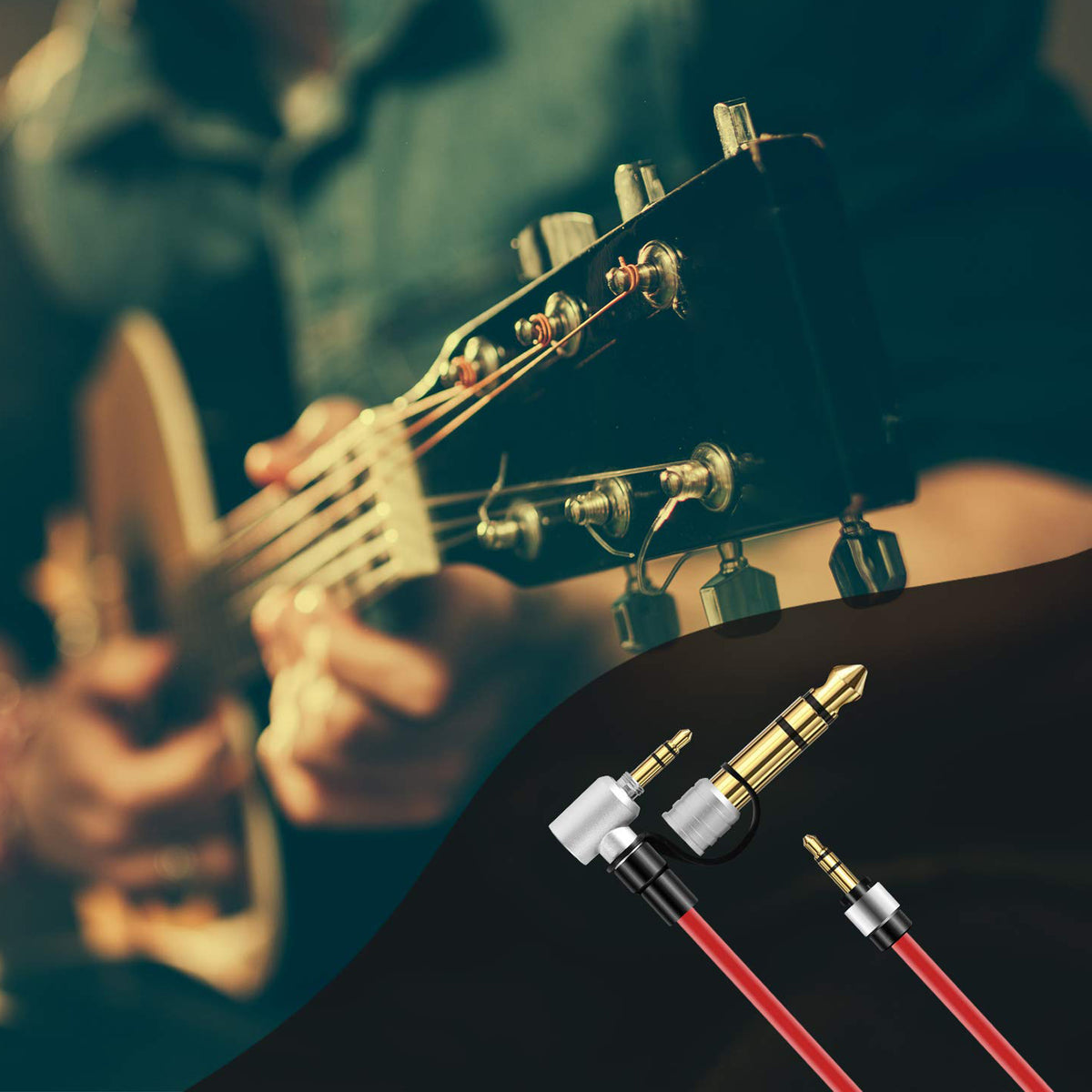 Coiled Replacement Audio Cable for Beats Pro Detox Solo HD Studio 3.5mm Right Angle to Straight Aux Cord with 6.35mm 6.5mm Adapter 1.8m Spring Wire