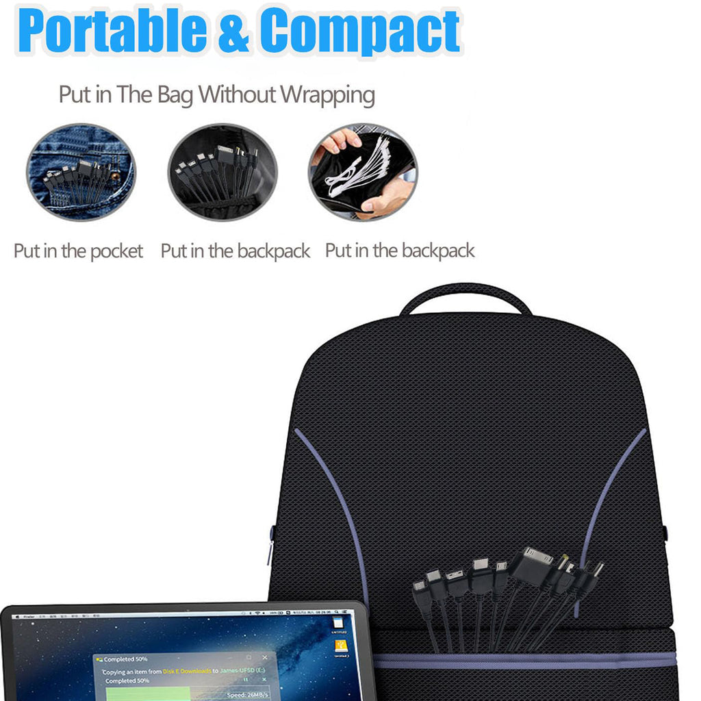 10 in 1 USB Multi Charging Cable Universal Charger Cord with 2 Micro USB USB C Mini USB DC Ports for Cell Phone Bluetooth Speaker MP3 MP4 Tablet