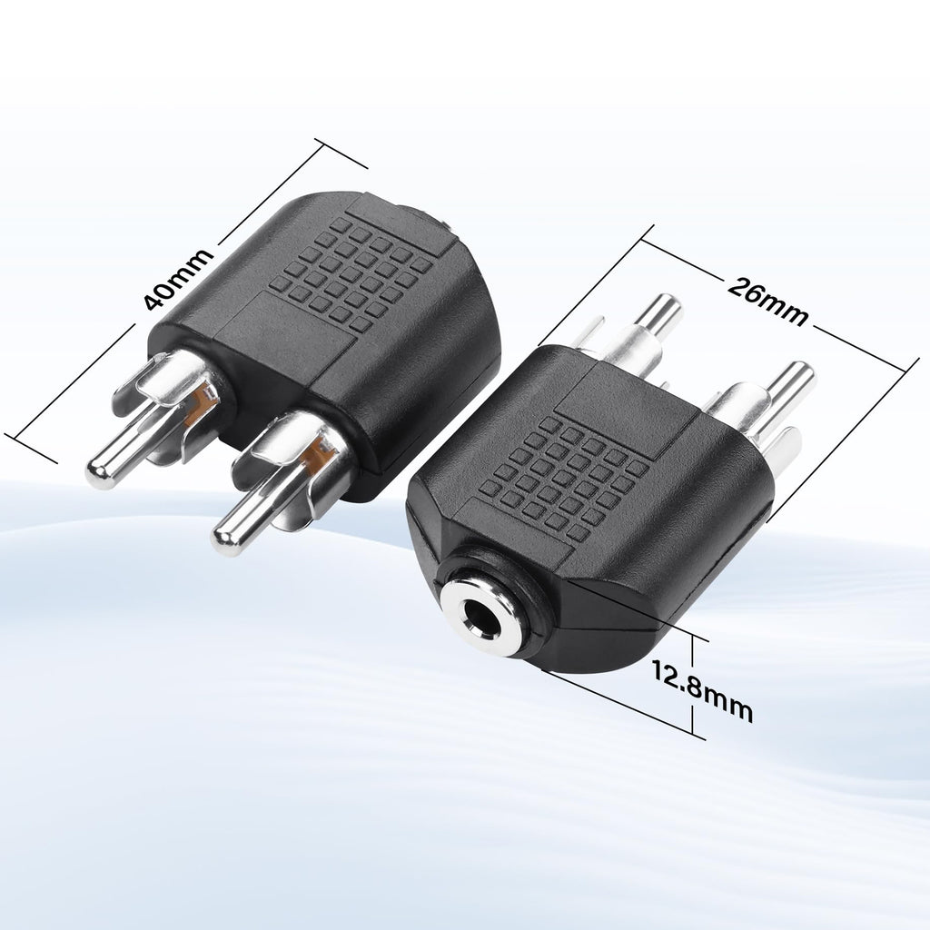 3.5mm Female to 2 RCA Male Audio Adapter 1/8 Inch TRS Stereo to Dual RCA Phono Plug Splitter Converter Connector for Amplifier Speaker Receiver TV PC