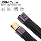 USB C Extension Cable 13cm USB4 Male to Female Flat Cable 40Gbps 100W PD 8K 60Hz Thunderbolt 4 3 Compatible for Dock SSD Monitor Laptop