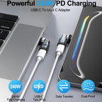 USB C Right Angle Adapter 240W PD Fast Charging 360 Degree Rotating 90 Degree for MacBook iPad iPhone 17 16 15 Samsung Galaxy Steam Deck Laptop