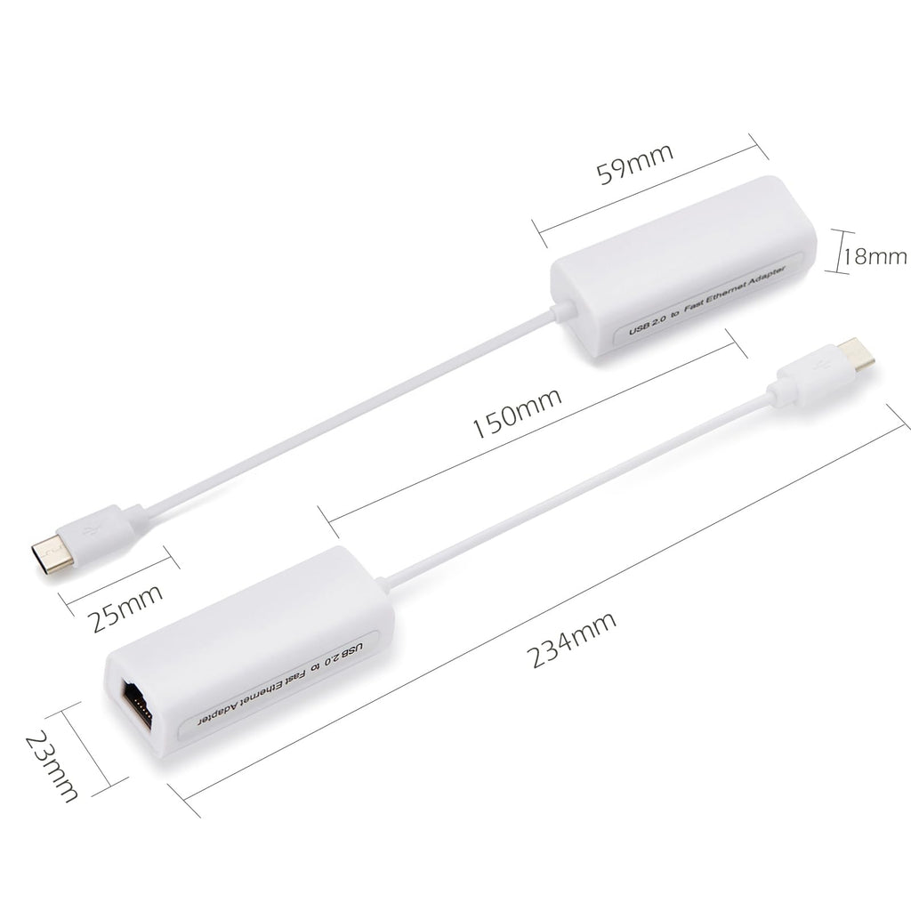 USB C to Ethernet Adapter 100Mbps Type C to RJ45 Fast Ethernet LAN Network Converter Cable for MacBook Pro Surface Book Dell XPS HP Spectre Yoga PC