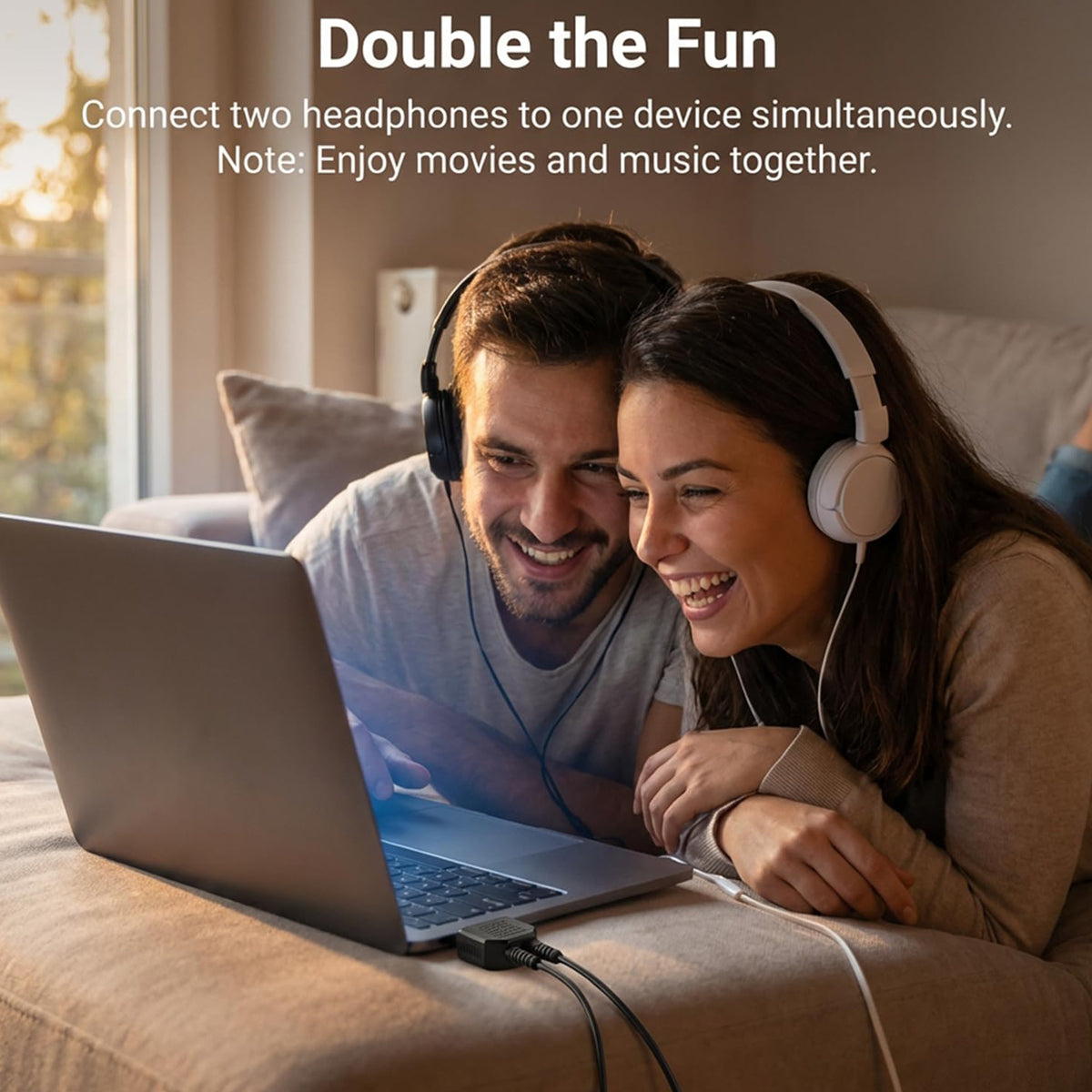 3.5mm Stereo Headphone Splitter 1 Male to 2 Female Audio Jack Y Adapter Dual Headphone Sharing for Phone Tablet Laptop MP3 CD Player