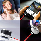 Coiled Replacement Audio Cable for Beats Pro Detox Solo HD Studio 3.5mm Right Angle to Straight Aux Cord with 6.35mm 6.5mm Adapter 1.8m Spring Wire