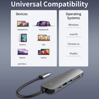 6-in-1 USB C Hub Multiport Adapter with 4K HDMI 100W PD USB 3.0 SD TF Card Reader Dongle for MacBook Pro Air iPad Pro Dell XPS HP Surface ThinkPad PC