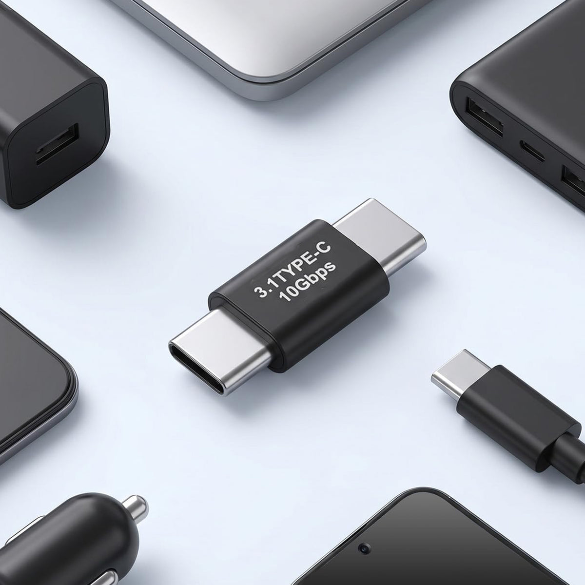 USB C Male to Male Adapter 10Gbps USB 3.1 Type C Male to Male Connector 5A 30V Fast Charging 4K Video for MacBook iPad Pro Galaxy Laptop Tablet Phone