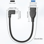 90 Degree USB C to USB 3.0 Adapter Cable Right Angle Type C Male to USB A Female OTG Cord 5Gbps 3A Fast Charging for Phone Tablet MacBook PC Laptop
