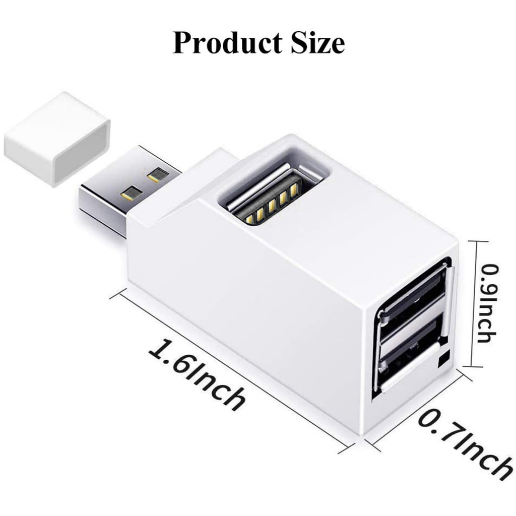 3 Port USB 2.0 Hub Splitter Mini Direct Plug USB A Expander Portable Car Adapter with Lanyard Cap for Laptop Desktop PC Flash Drive Mouse and Keyboard